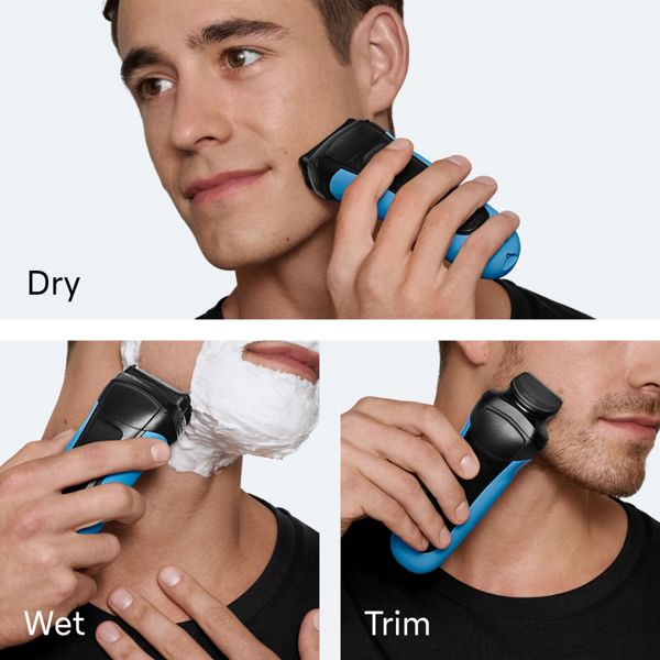 Braun Series 3 Shave&Style 310BT Electric Shaver, Wet & Dry Razor for Men - Black/Blue