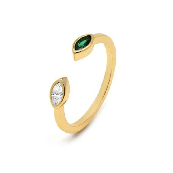 Say It With Evil Eye Open CZ Ring - Yellow Gold Plated