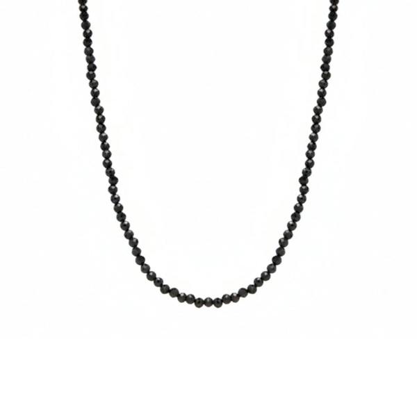 Spero London Sterling Silver Black Natural Spinel Necklace