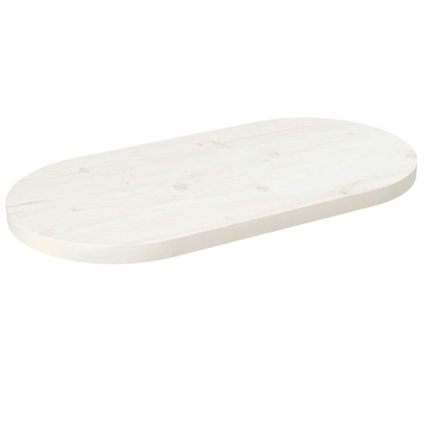 Berkfield Table Top White 80x40x2.5 cm Solid Wood Pine Oval
