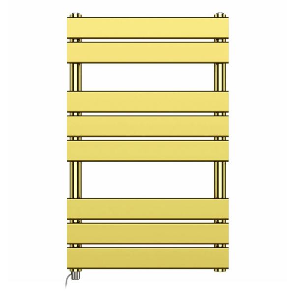 MYHOMEWARE 500 mm x 800 mm Flat Electric Panel Shiny Gold Heated Bathroom Towel Rail Radiator Pre-Filled