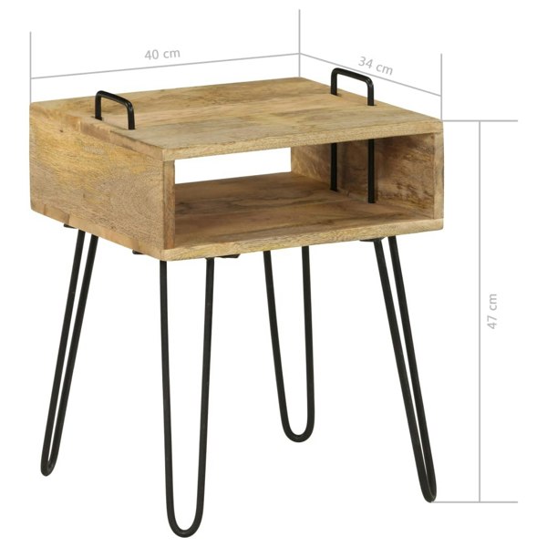 Berkfield Bedside Table Solid Mango Wood 40x34x47 cm