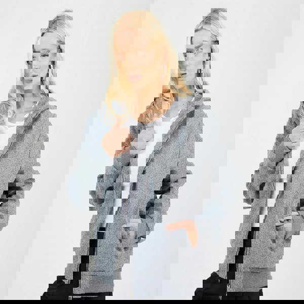 Brave Soul Grey Faux Wool Hooded Bomber Jacket - Grey Image 4