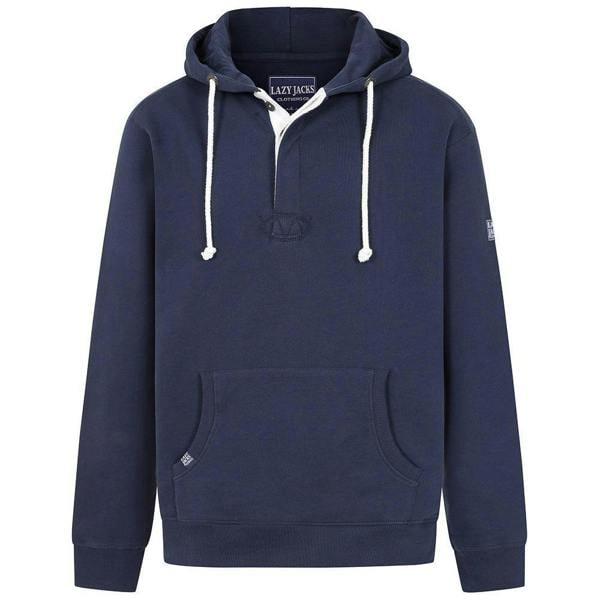 Lazy Jacks Mens Button Neck Hoodie - Marine