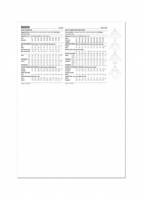 Butterick Sewing Pattern 6929, Tops, Tunics for Women, B5 (8-10-12-14-16) - Intermediate