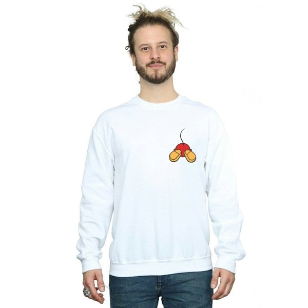 Disney Mens Mickey Mouse Backside Breast Print Sweatshirt - White