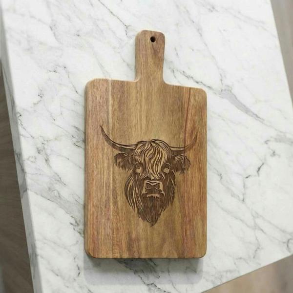 Garden Greatness Highland Cow Wooden Cutting Board
