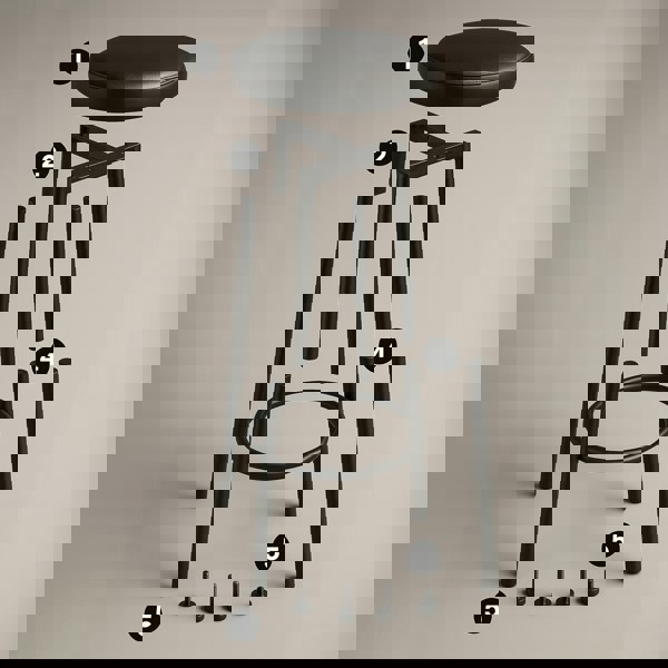 Rafaelo Mobilia Set of 2 Kitchen Counter Height Breakfast Bar Stools Black