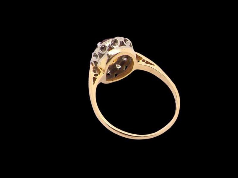 A yellow Topaz and Diamond cluster ring rear view