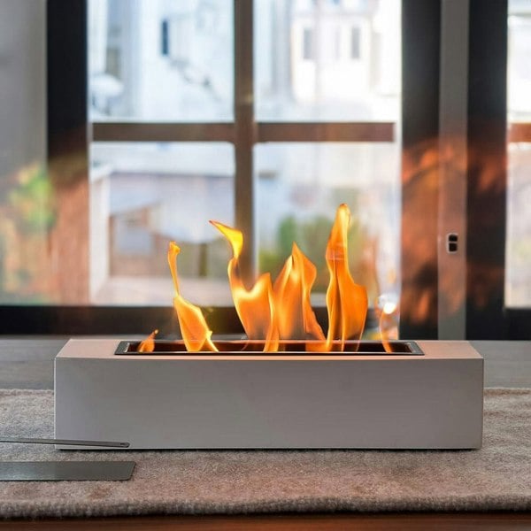 Concrete Rectangle Bio-Ethanol Outdoor Tabletop Fireplace Living and Home Gray