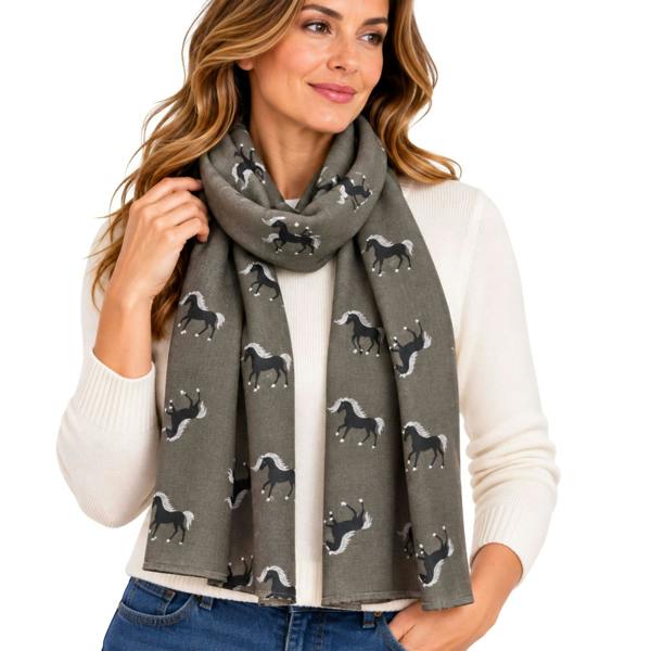Love EMVY Unicorn Print Lightweight Scarf - Dark Taupe