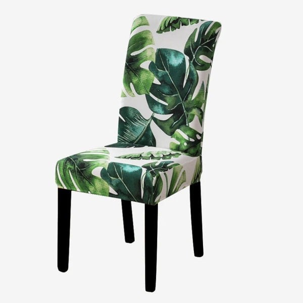 Anyseat Chair Cover Green Big Leaves Design with Anti-Dirt and Elastic Material for Dining Room Kitchen Wedding Hotel Banquet Restaurant