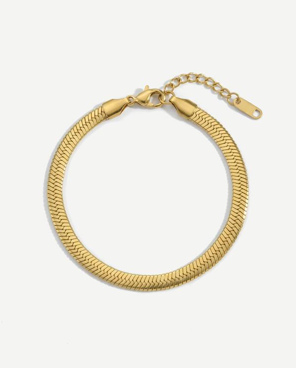 Elk & Bloom Herringbone Flat Chain 14K Gold Link Bracelet
