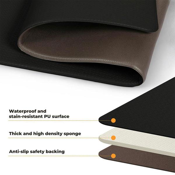 Marlow Kitchen Mat 2PCS Non Slip Woven Rubber Floor Mat Absorbent Runner BLack