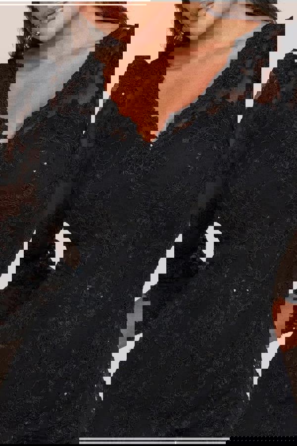 Scallop Lace Midi Dress - Black DR3960PLUS