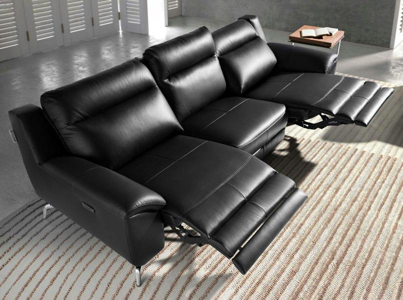 Angel Cerdá Black leather relax sofa 6193/6194