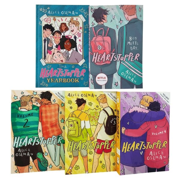 Heartstopper Series Volume 1-4 & Heartstopper Yearbook (Hardback) 5 Book Set By Alice Oseman