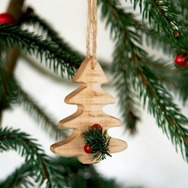 5cm Wooden Craft Xmas Tree Shape Hanging Decoration for Christmas Displays image 3