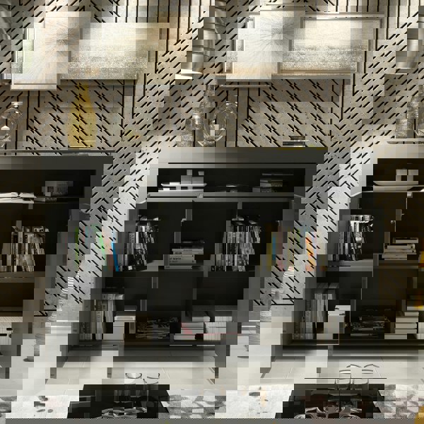 Mex Furniture Modern Sideboard 155cm – Matt Grey Body with Grey Gloss Doors