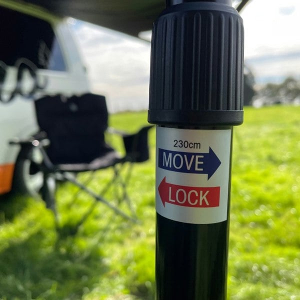 A closeup image of the adjustable mechanism of the Modern Shade Canopy.