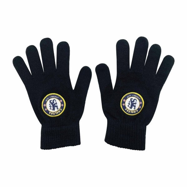 Chelsea FC Childrens/Kids Knitted Gloves - Black