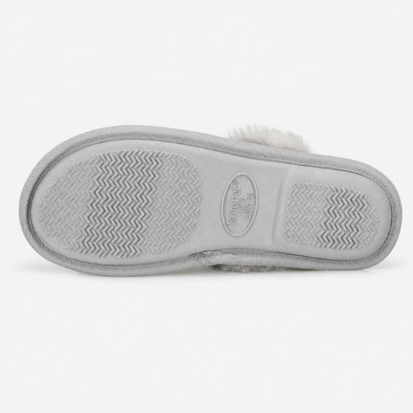 Totes BRUSHED MARL WITH FUR CUFF Mules   in  Grey