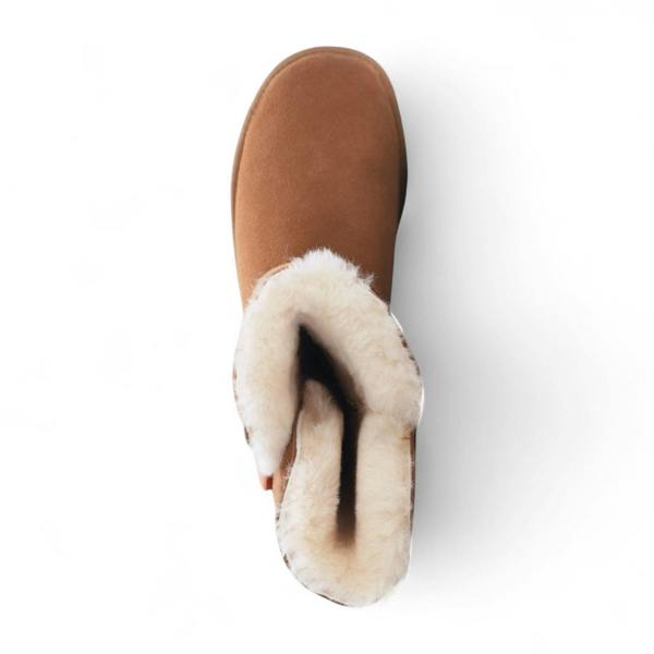 Infinity Leather Women's Sheepskin Suede Tan Button Warm Winter Calf Boots - Willow