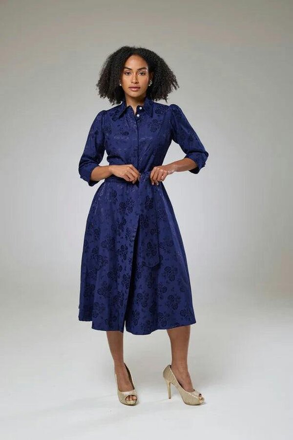 Lioness by TF Royal Blue Petals Sleeved Dress