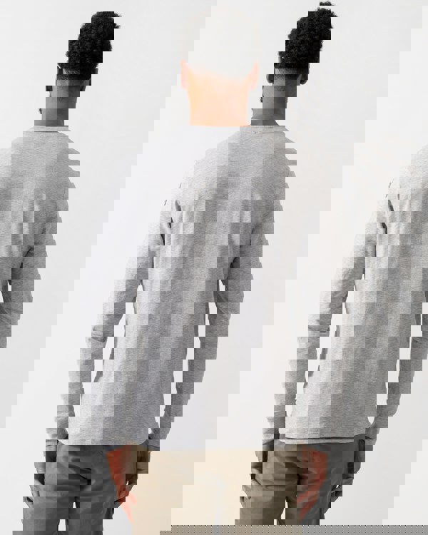 back shot of a model wearing a Parajumpers Kip Mens Long Sleeve T-Shirt in Ash Grey Melange