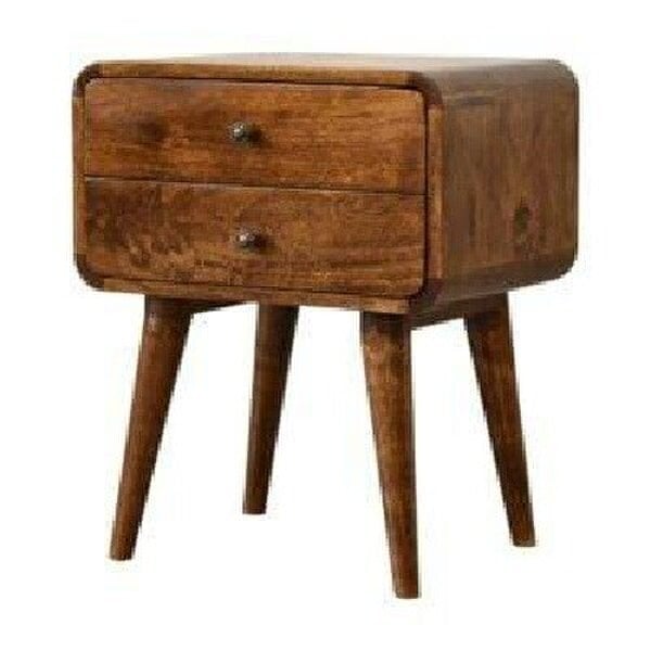 Wyld Haus Ostuni Curved Mango Wood Chestnut Bedside Table 2 Drawers