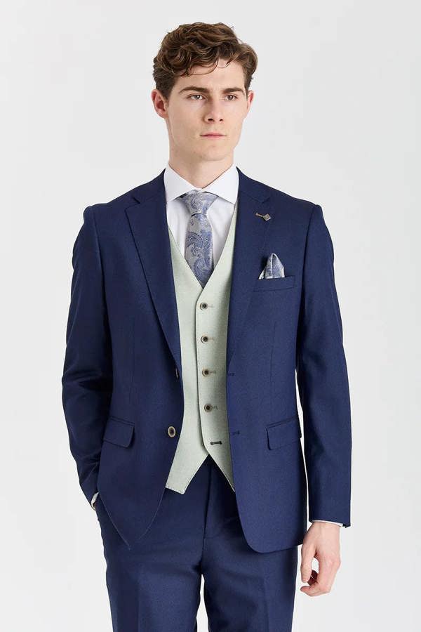 Paul Andrew Belmont Navy Suit with Belmont Sage Waistcoat