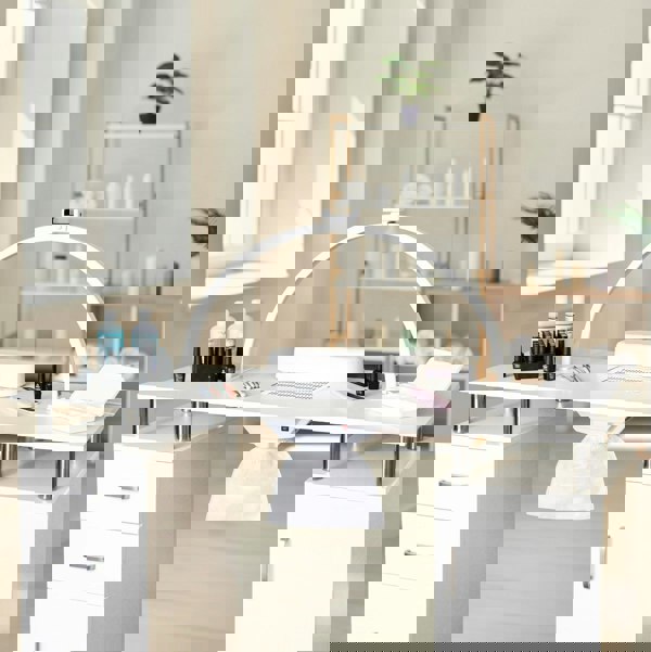 Monstershop Professional Manicure Table & LED Half Moon Lamp