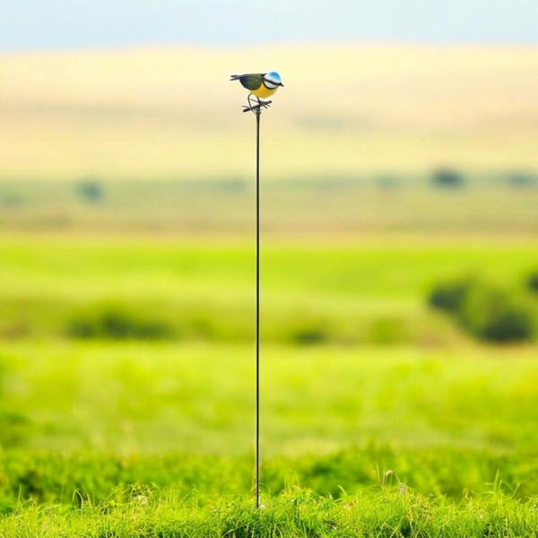 EDH Door Hardware Large Metal Blue Tit on Stake