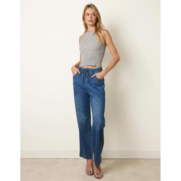 Blue Vanilla Paint Splashed Mirror Embellished Jeans