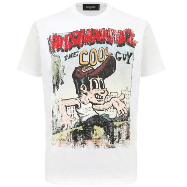 DSQUARED2 Cigarette Fit The Cool Guy Print White  T-Shirt M