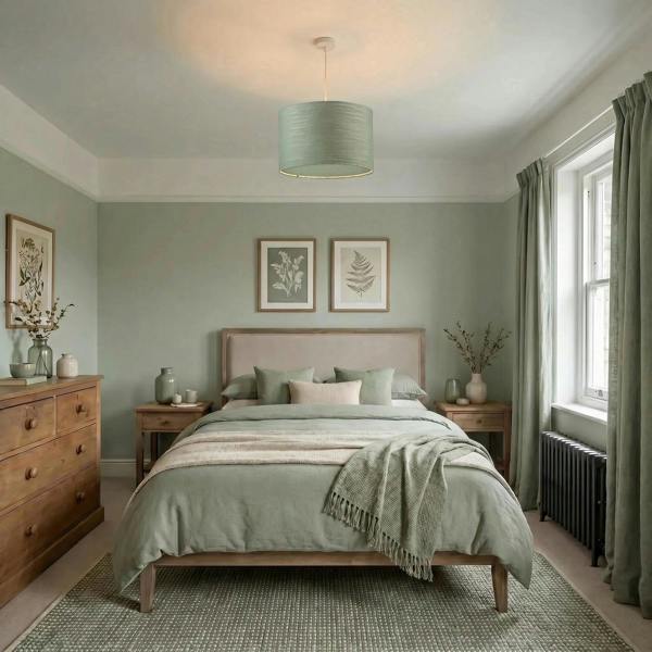 Desert Sage Green Textured Linen Pendant Lighting Shade with Diffuser Image 6