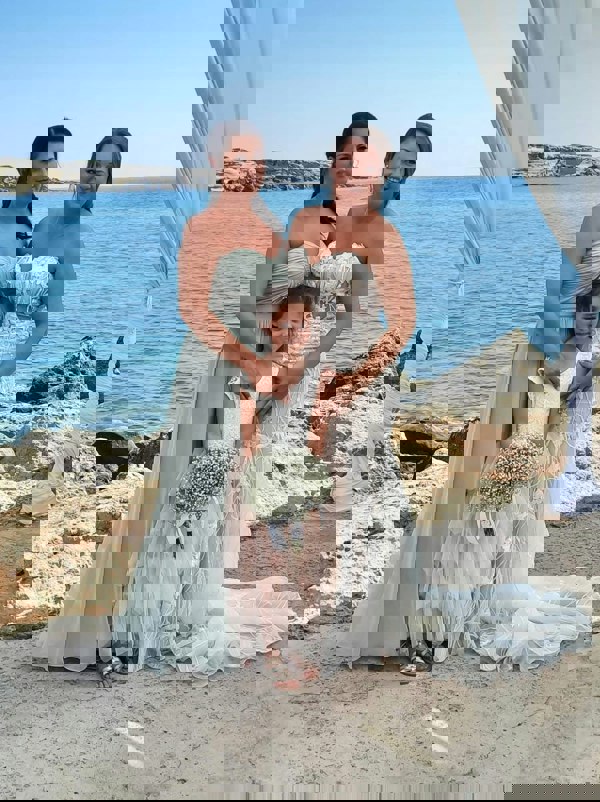 Pretty beach wedding photo