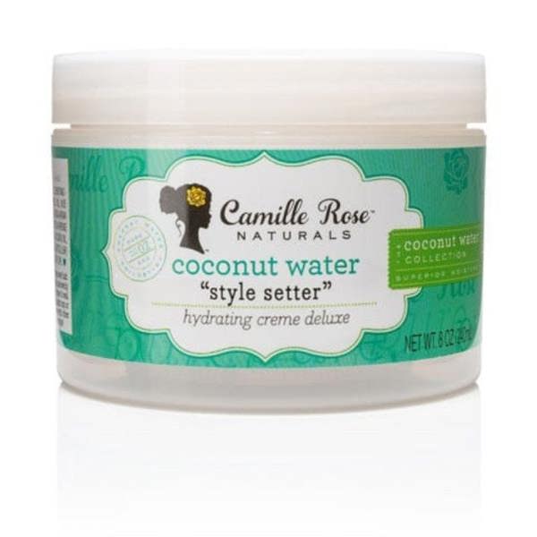 Camille Rose Naturals coconut water style setter product on a white background