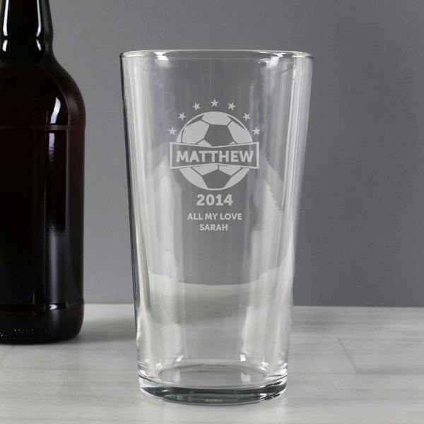 Name And Year Football Pint Glass - lifestyle shot