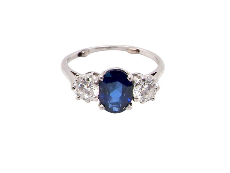 3 stone sapphire and diamond  ring