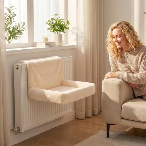 PawHut Cat Radiator Bed with Foldable Metal Frame, Removable Washable Cover