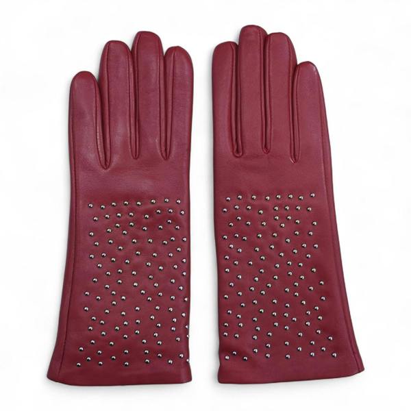 Infinity Leather Womens Italian Leather Winter Studded Design Soft Wool Lining Gloves - L-GLV-601