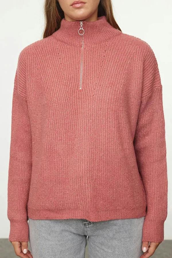 Hoxton Gal Soft-Textured Zip-Up Knit Sweater