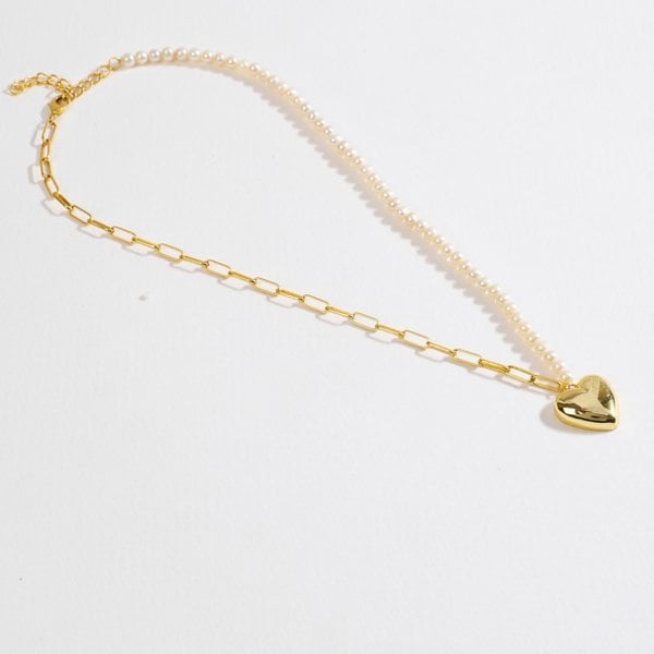 Pearl Garden Necklace Link Pearl Heart - Lila Rasa