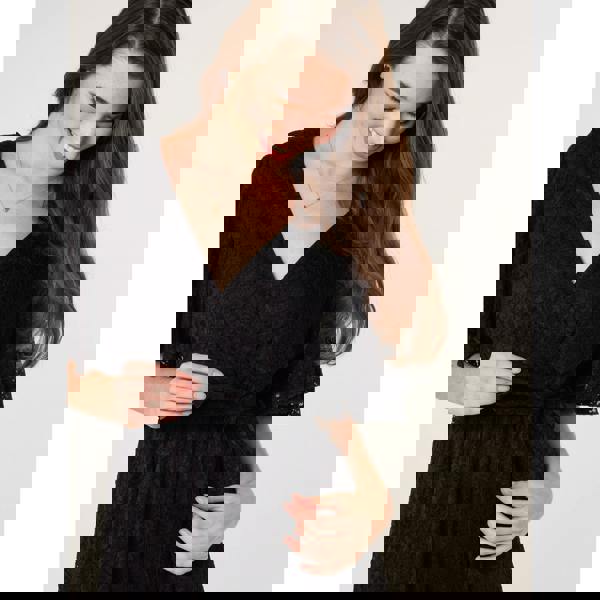 Blue Vanilla Double Angel Sleeve Lace Midi Dress