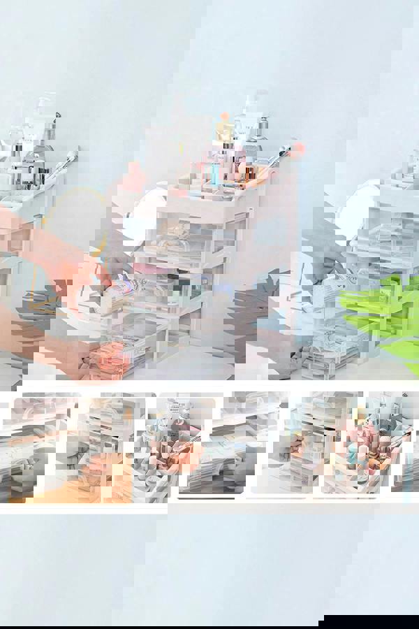 Living and Home Large Capacity Cosmetic Organiser with 3 Drawers for Dressing Table