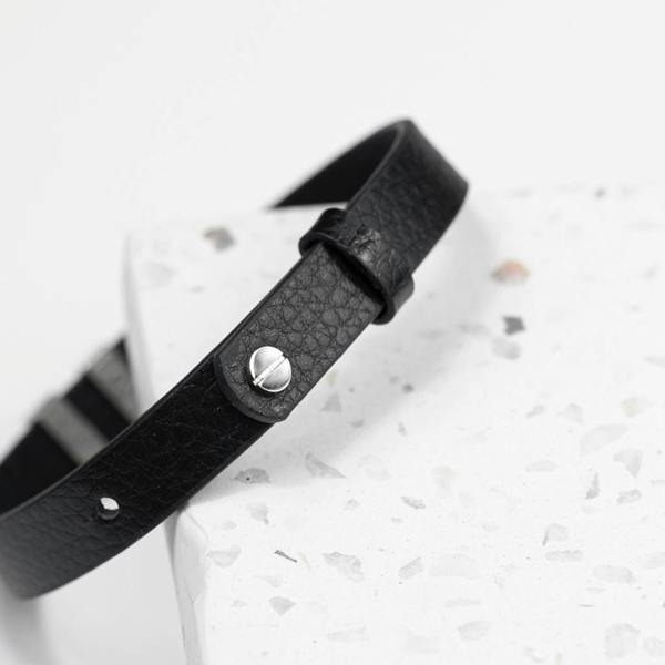 Personalised Men's Tag Leather Bracelet - product in use