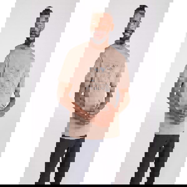 Mountain Warehouse Mens Camping Sketch Organic T-Shirt - Brown