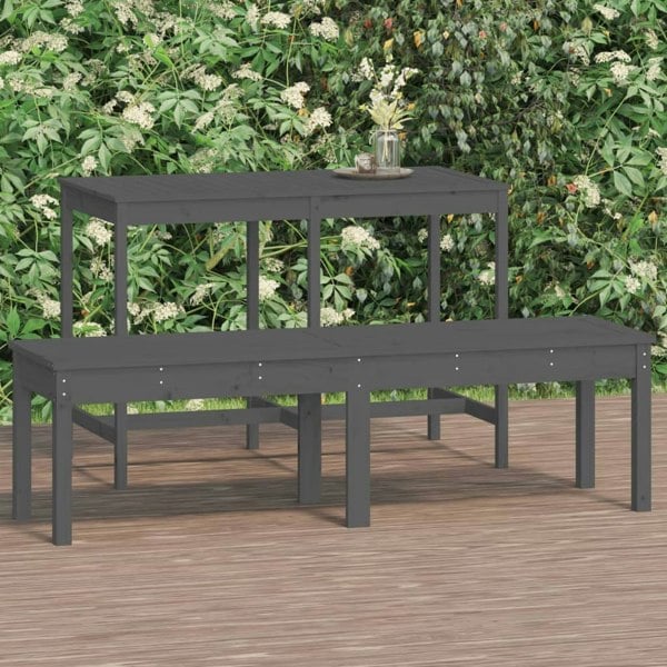 Berkfield 2-Seater Garden Bench Grey 159.5x44x45 cm Solid Wood Pine