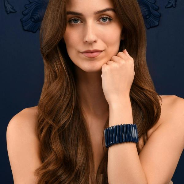 Zavana Wide Blue Chunky Bangle Bracelet for Women